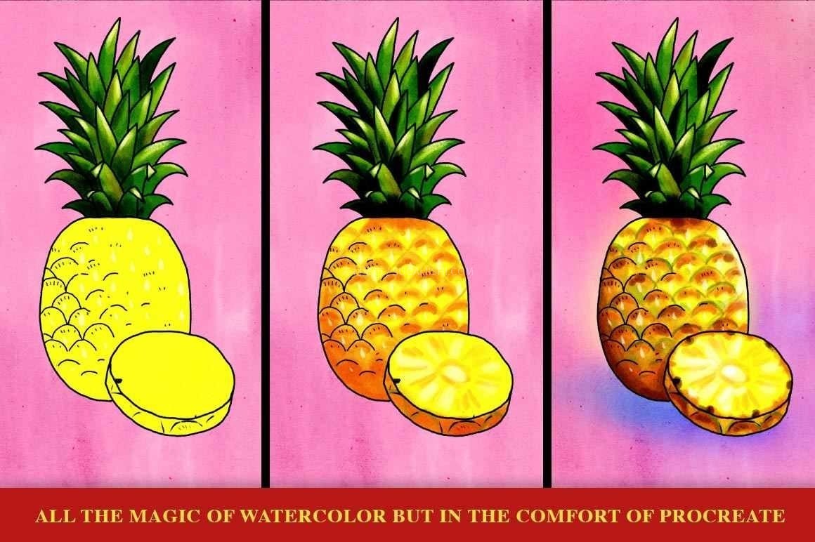 Procreate美式插画水彩墨水笔刷